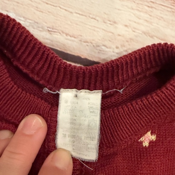 Baby girl vintage 90s sweater knit teddy bear Bow Buttons 18 Months - Picture 4 of 4